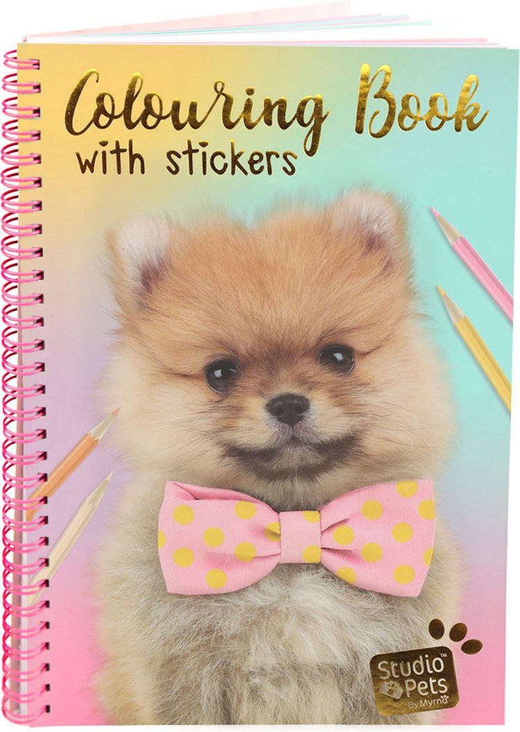 Studio pets by myrna studio pets® livre de coloriage avec autocollants a5 – édition chien – livre de coloriage pour enfants