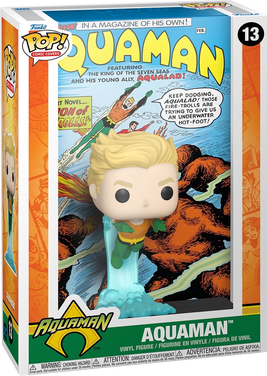 DC Comics Funko Aquaman-Pop! couverture de bande dessinée Aquaman figurine de collection 9 cm - multicolore