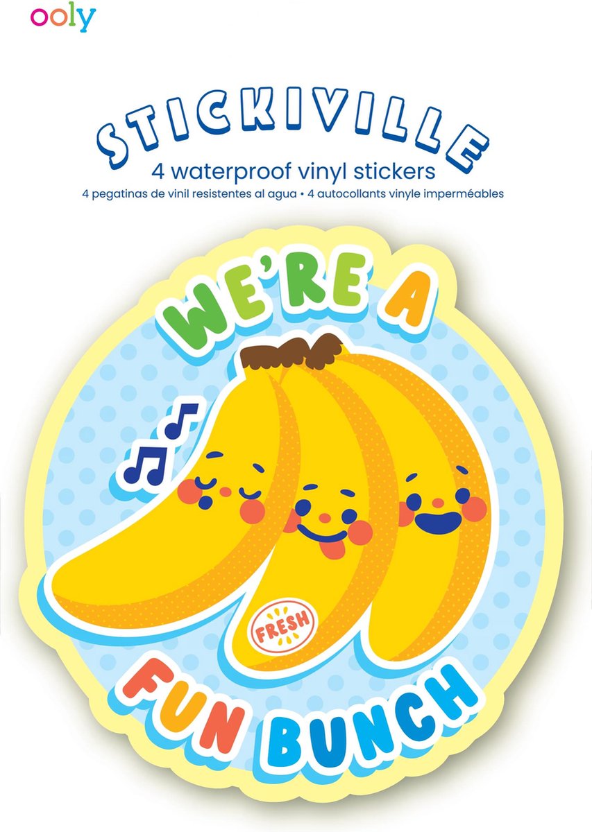 Ooly - autocollants stickiville : amis des fruits - vinyle (4 découpés)