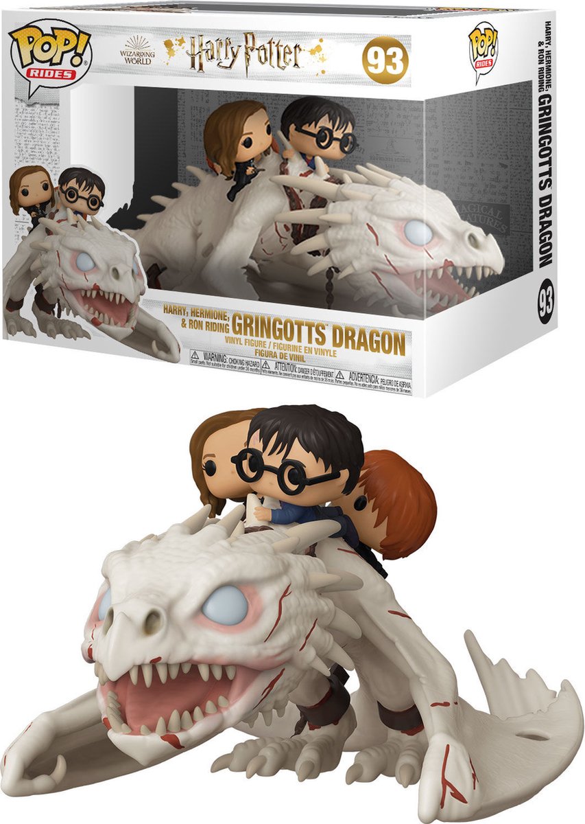 Funko Harry Potter Harry, Hermine Ron Riding Gringotts Dragon (Pop! Rides Super Deluxe) Figurine en vinyle 93 Pop unisexe ! - neutre - standard