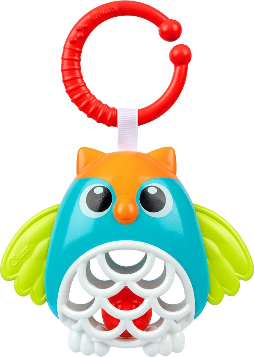 Hochet hibou Chicco - jouet poussette avec anneau de dentition | jouets sensoriels pour bébé (3-24 m)