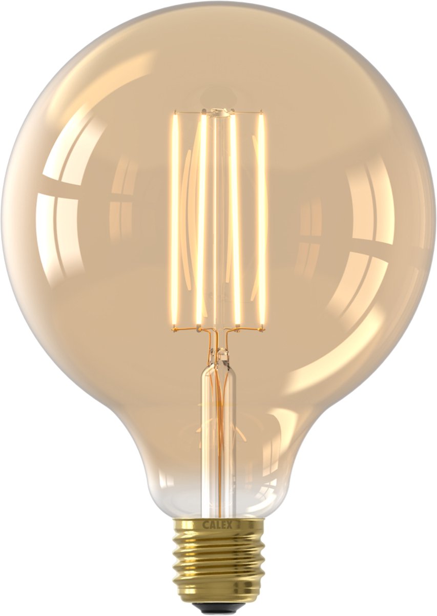 Lampe LED à filament Calex - Source de lumière vintage G125 - E27 - or - lumière blanc chaud - dimmable