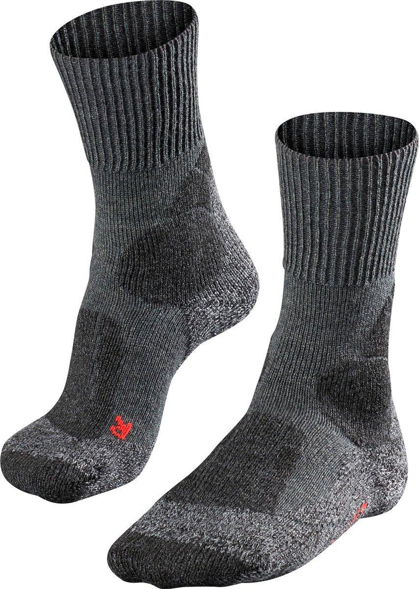 Falke tk1 chaussettes de marche en laine épaisse anti-ampoules en matériau fonctionnel hommes gris - taille 42-43