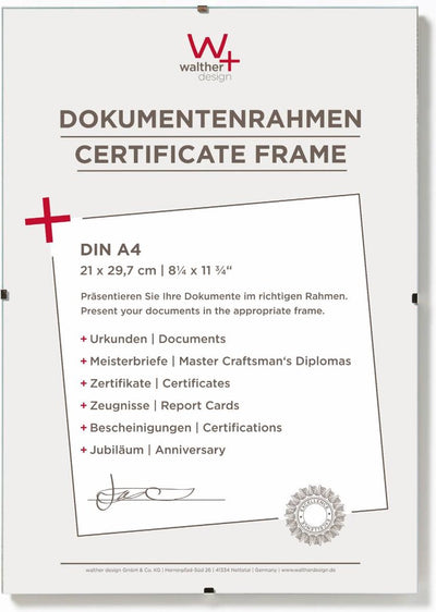Walther photo frameless painting holders (clip frame) - frame size 21x29.7 cm (din A4) - anti-reflective glass