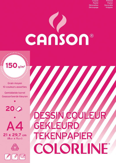 Papier à dessin coloré Canson format colorline 21 x 297 cm (a4)