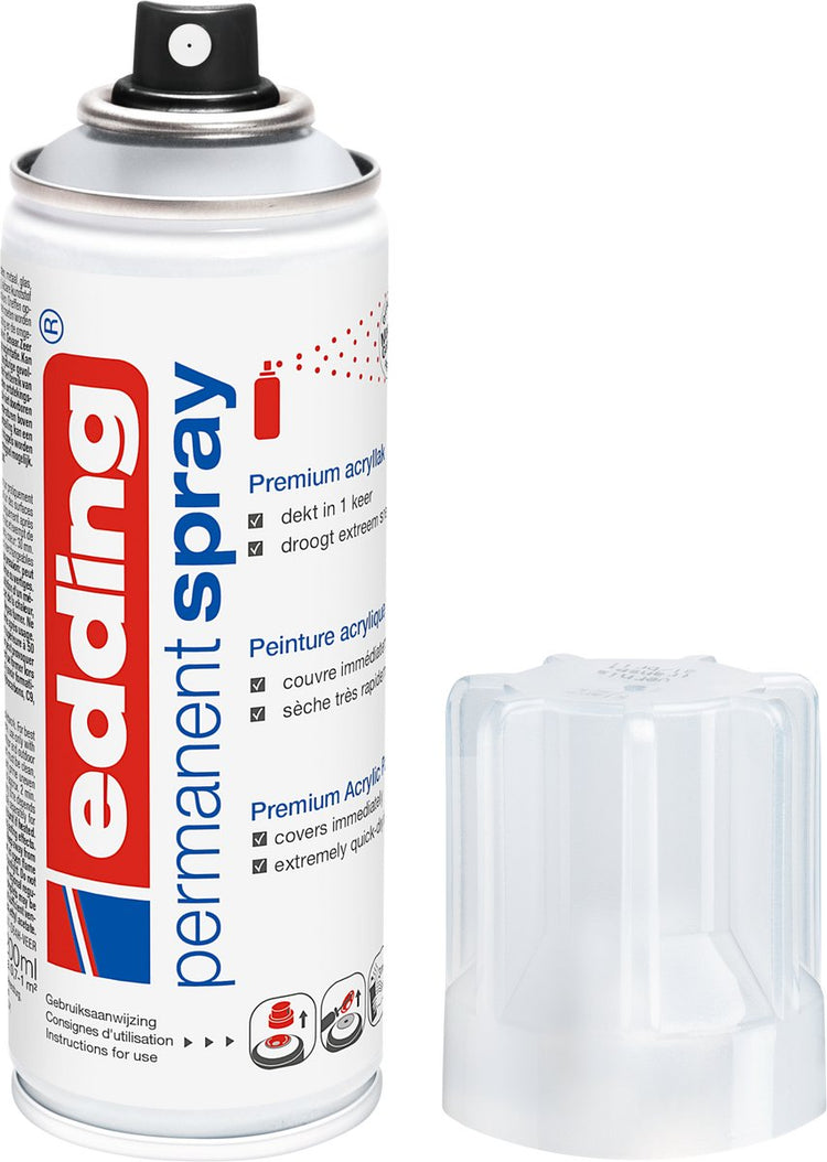 Peinture en aérosol Edding 5200 en bombe aérosol vernis transparent - transparent brillant - 1 pièce - 200 ml de peinture - surface 0,5 à 1 m2 - peinture acrylique pour une finition brillante - pour fixer et protéger la couche picturale
