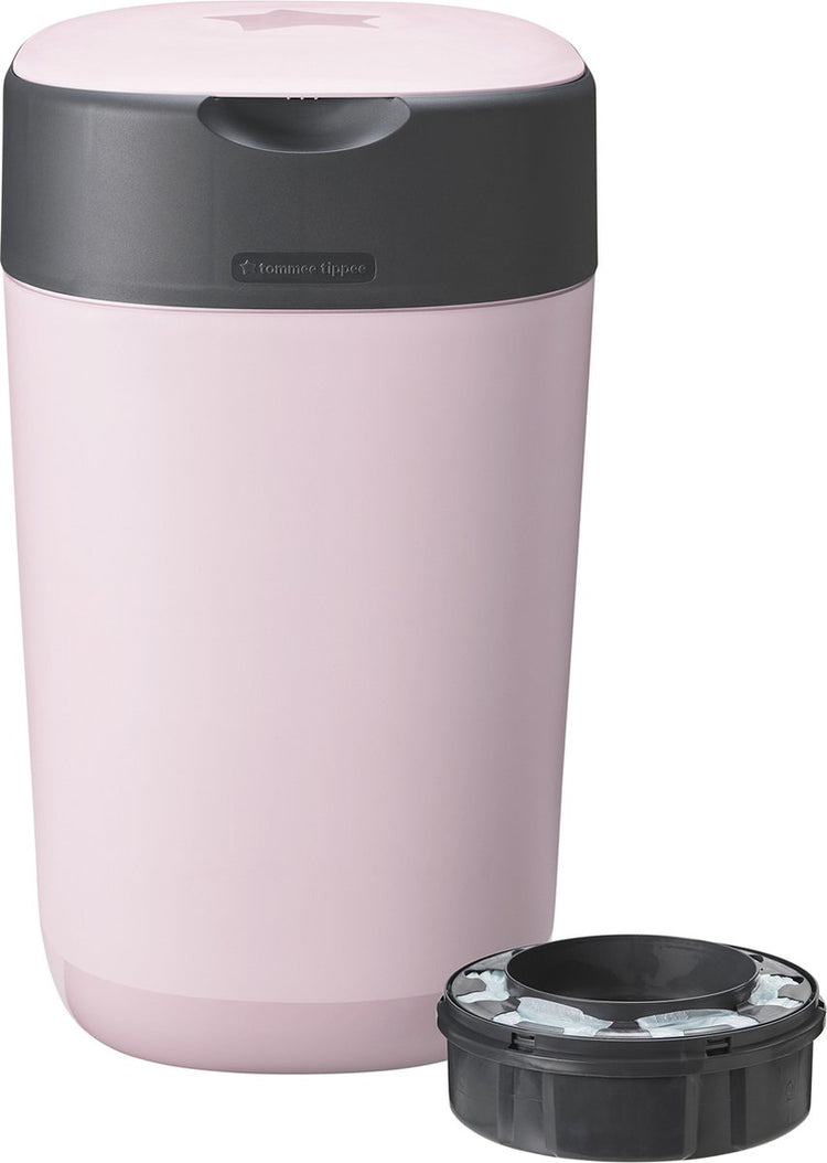 Poubelle à couches Tommee tippee twist click - jusqu'à 33 couches - 1 cassette de recharge - rose