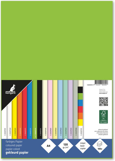 Papier Kangaro - a4 - 120 grammes fsc - paquet 100 feuilles - vert - k-0043f275