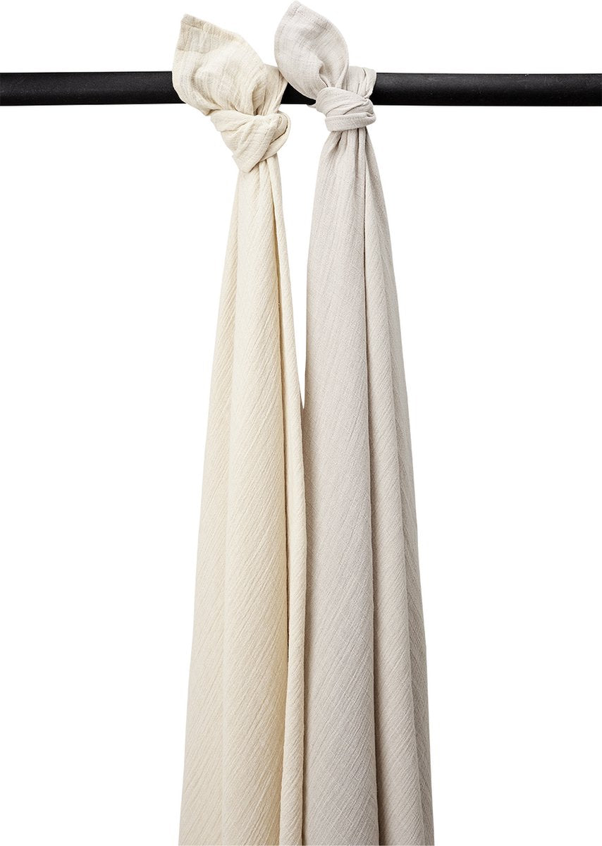 Lange Meyco baby uni - paquet de 2 - hydrophile prélavé - grège sable doux - 120x120cm