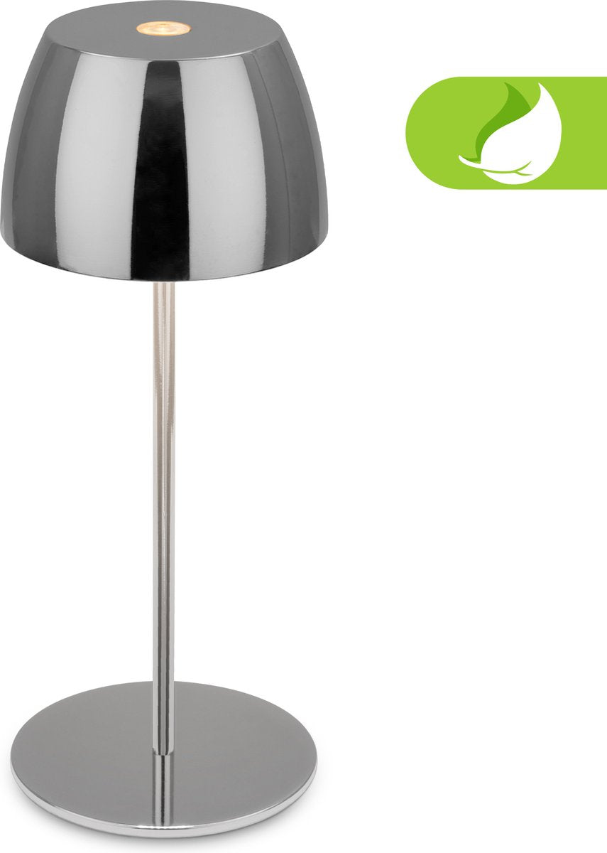 Briloner serina mini - lampe de table LED sans fil ip44 - 7503018 - dimmable - tactile - résistant aux éclaboussures - sans fil - batterie et source lumineuse remplaçables - ø8 x 20 cm - chrome