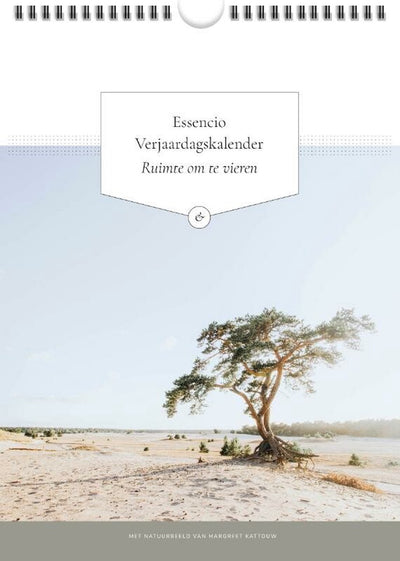 Calendrier d'anniversaire Essencio - espace pour célébrer - photos nature - citations inspirantes - la nature aux Pays-Bas