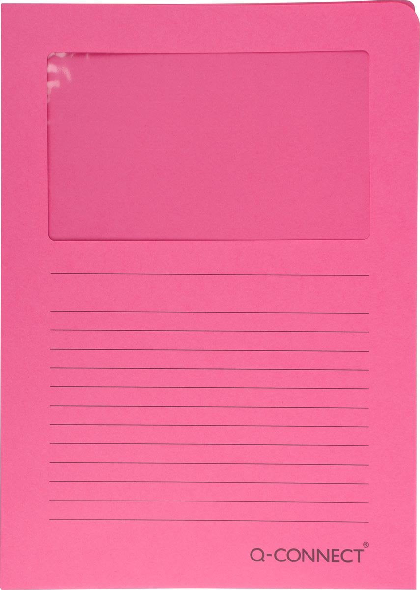 Q-connect l-map avec fenêtre | 120 g m² | a4 | paquet de 100 pièces | rose