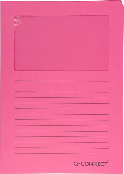 Q-connect l-map avec fenêtre | 120 g m² | a4 | paquet de 100 pièces | rose