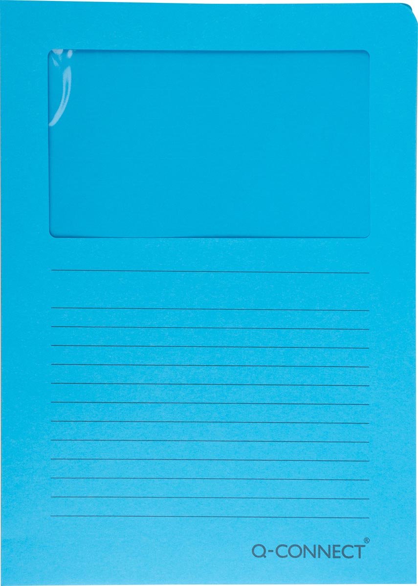 Q-connect l-map avec fenêtre | 120 g m² | a4 | paquet de 100 pièces | bleu