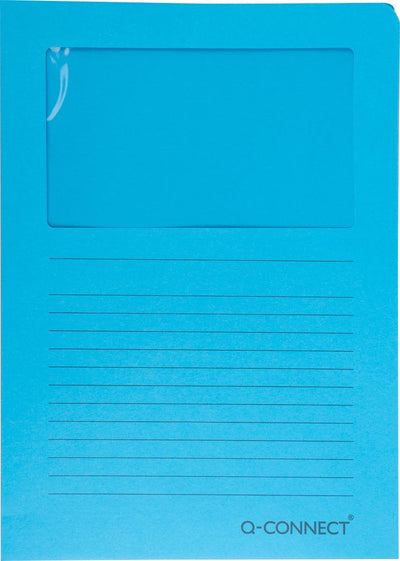 Q-connect l-map avec fenêtre | 120 g m² | a4 | paquet de 100 pièces | bleu