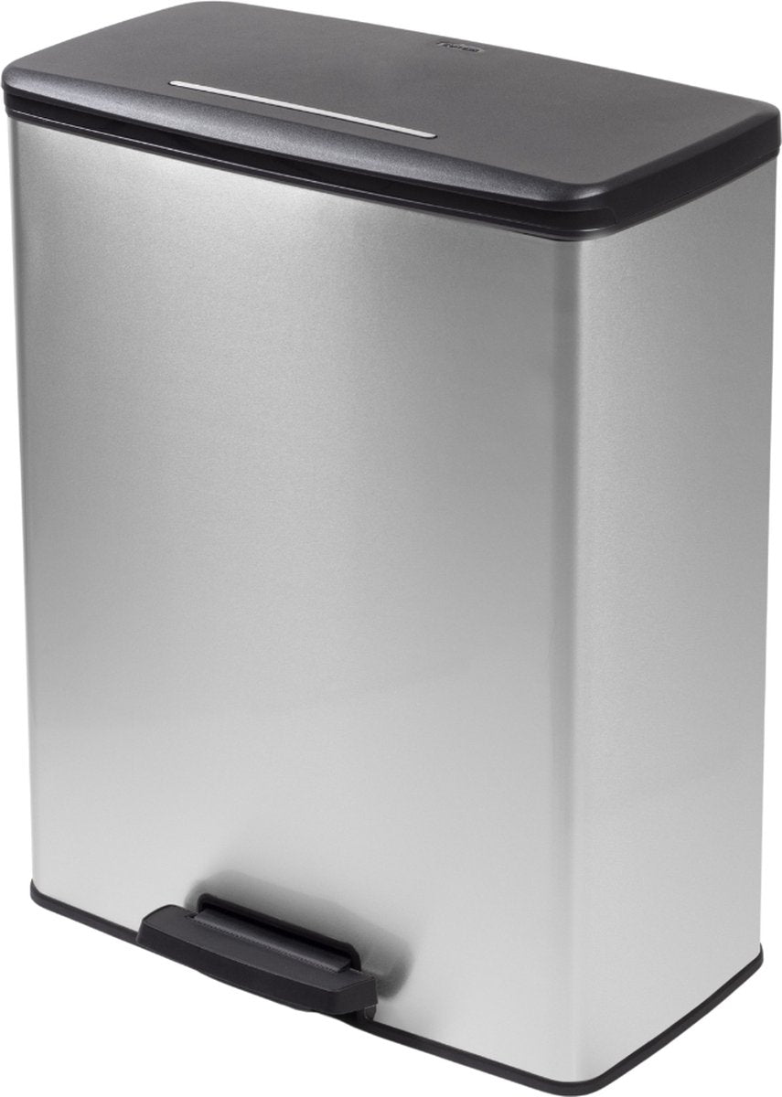 Poubelle Curver Decobin - 65l - rectangulaire - argent métallisé