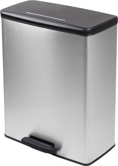 Poubelle Curver Decobin - 65l - rectangulaire - argent métallisé