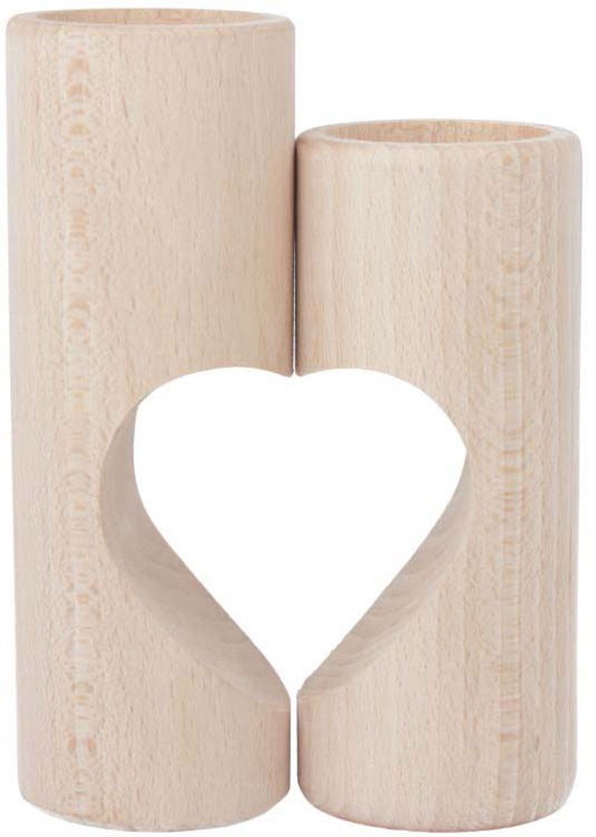Porte-bougie chauffe-plat en bois Playwood, cœur, 2 pièces.