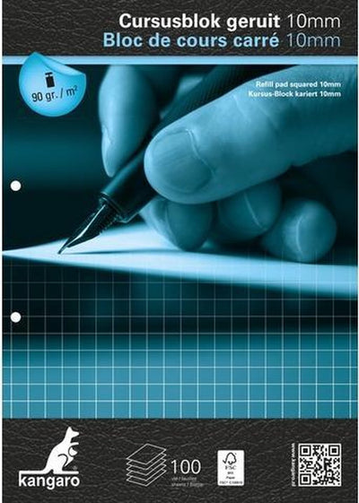 Bloc de cours Kangaro - a4 - diamant - 10x10mm - 90 grammes - 2 trous - bloc-notes - k-5404