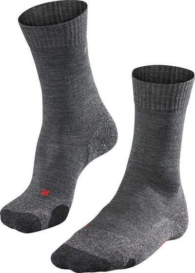 Falke tk2 chaussettes de marche en laine épaisse anti-ampoules en matériau fonctionnel femme gris - taille 35-36
