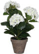 Décorations en Mica - plante d'hortensia artificielle en pot de fleur Stan - h40 x ø35 cm - blanc