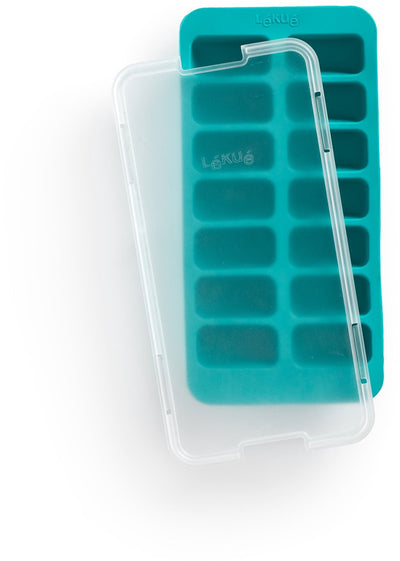 Bac à glaçons Lékué avec couvercle - rectangle - turquoise