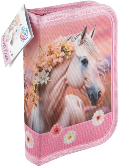 Trousse à crayons cheval remplie de groupe d'artisanat créatif - 28 pcs.