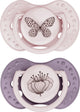 Difrax lovi sucette dynamique - classe - 6 à 18 mois - rose violet - 2 pièces