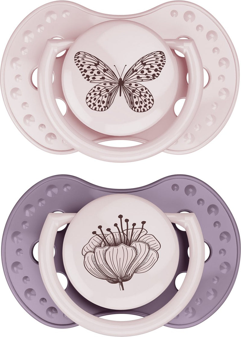 Difrax lovi sucette dynamique - classe - 6 à 18 mois - rose violet - 2 pièces