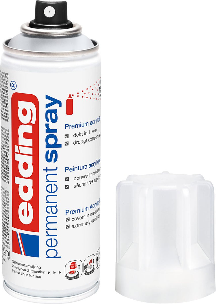 Peinture en aérosol Edding 5200 en bombe aérosol vernis transparent - transparent satiné mat - 1 pièce - 200 ml de peinture - surface de 0,5 à 1 m2 - peinture acrylique pour une finition mate soyeuse - pour fixer et protéger la couche de peinture