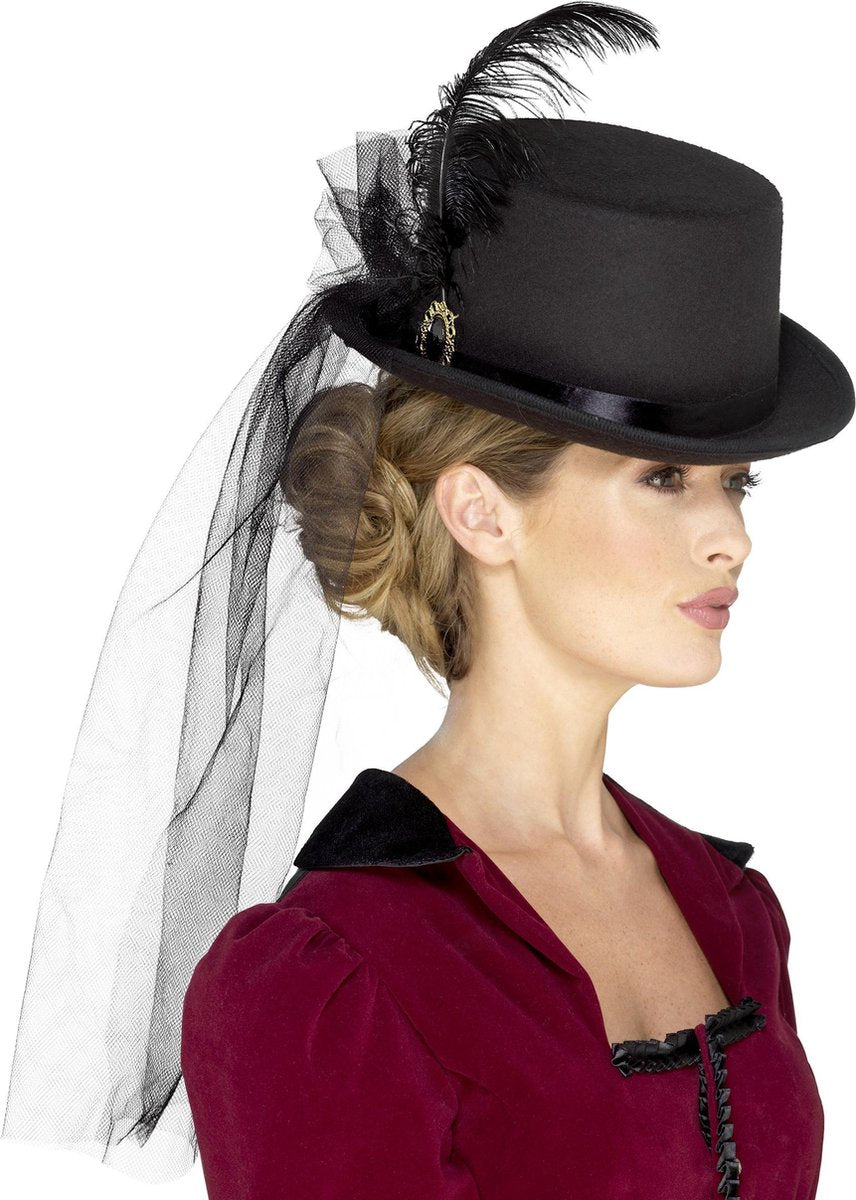 Smiffys smiffy's - chapeau haut de forme steampunk avec voile pour femme