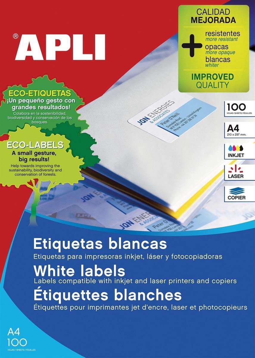 Etiquettes adhésives Apli 1276 70 x 42,4 mm 100 feuilles blanc