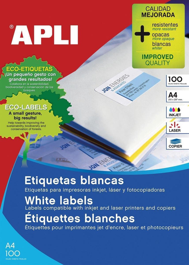 Etiquettes adhésives Apli 1276 70 x 42,4 mm 100 feuilles blanc