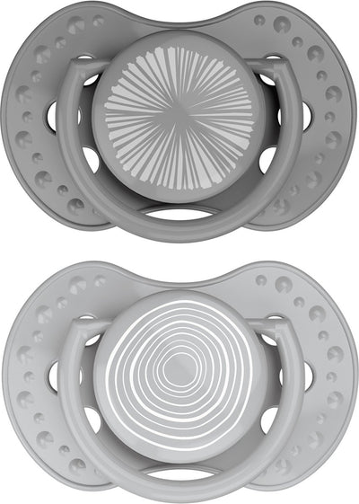 Difrax lovi sucette dynamique - classe - 6 à 18 mois - gris - 2 pièces