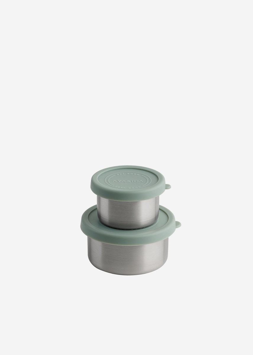 Aya ida aya ida - set de récipients à collations - boîte à lunch - boîte à pilules - ensemble de récipients alimentaires - récipient à granola - 100 ml + 200 ml - vert menthe