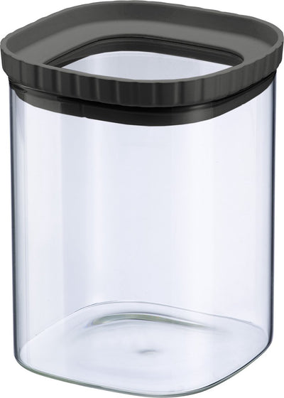 Pot en verre Westmark avec couvercle en silicone - Pot de conservation pratique avec couvercle, idéal pour conserver les pâtes, les épices, le thé, les bonbons et bien plus encore, carré, empilable - 1 500 ml