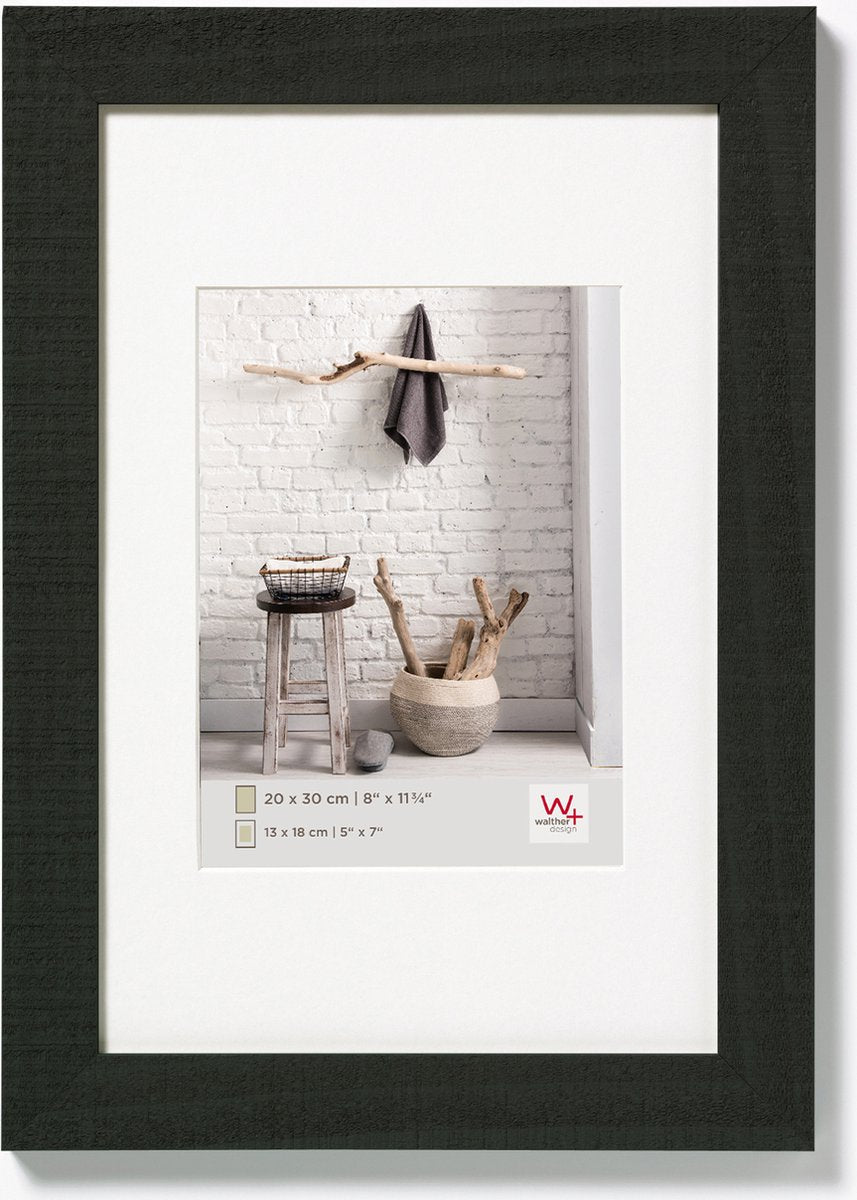 Walther home - cadre en bois - format photo 15x20 cm - noir