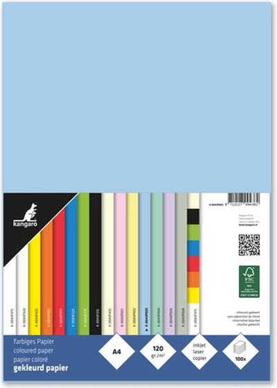 Papier Kangaro - a4 - 120 grammes fsc - paquet 100 feuilles - bleu pastel - k-0043p003