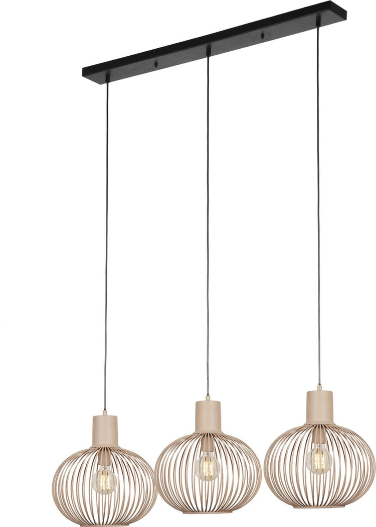 Trio gila - lampe suspendue - sable - excl. 3x e27 4 w - montage au plafond - réglable en hauteur