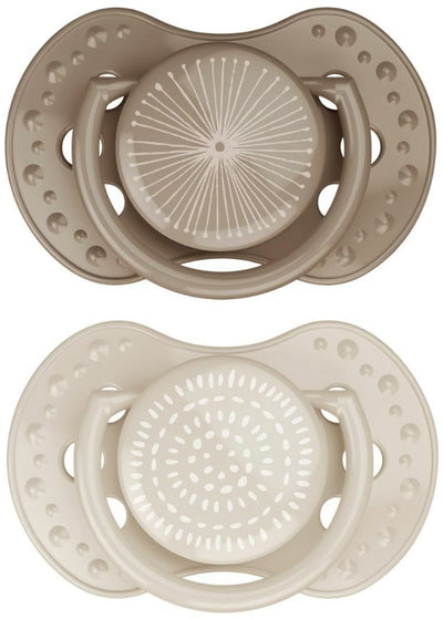 Difrax lovi sucette dynamique - classe - 6 à 18 mois - beige marron - 2 pièces