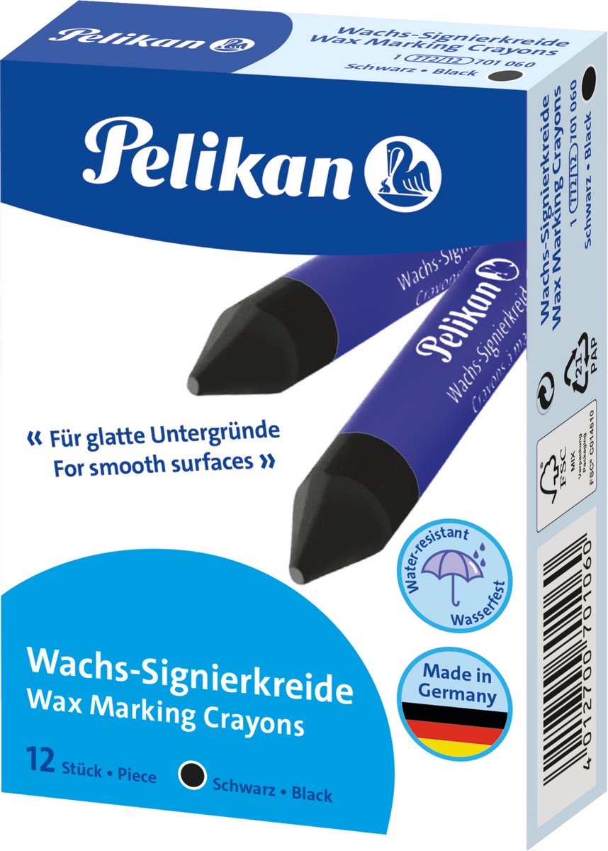 Craie de marque Pelikan 772 - noire - 12 pièces