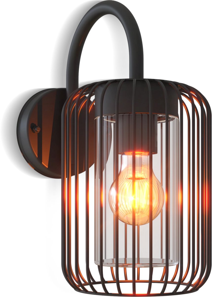 Applique LED Calex Rome - E27 - IP44 résistante aux éclaboussures - noir - aluminium - industriel - moderne