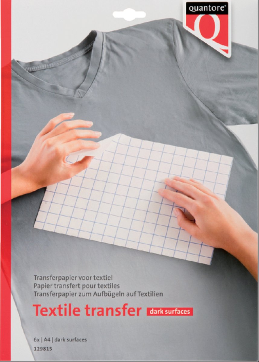 Papier transfert Quantore pour textiles - 6 feuilles - vêtements foncés - a4