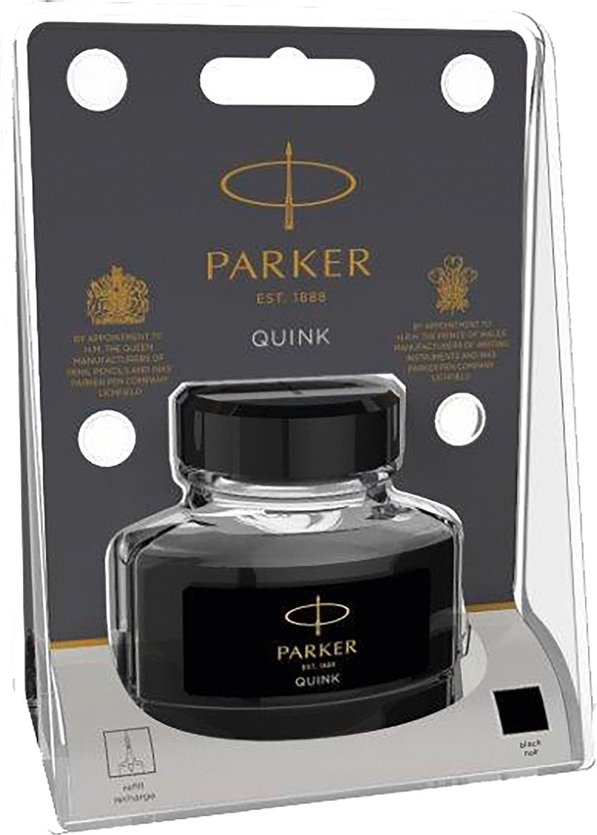 Bouteille d'encre pour stylo plume Parker | encre noire quink | 57 ml d'encre d'écriture pour stylo plume (blister)