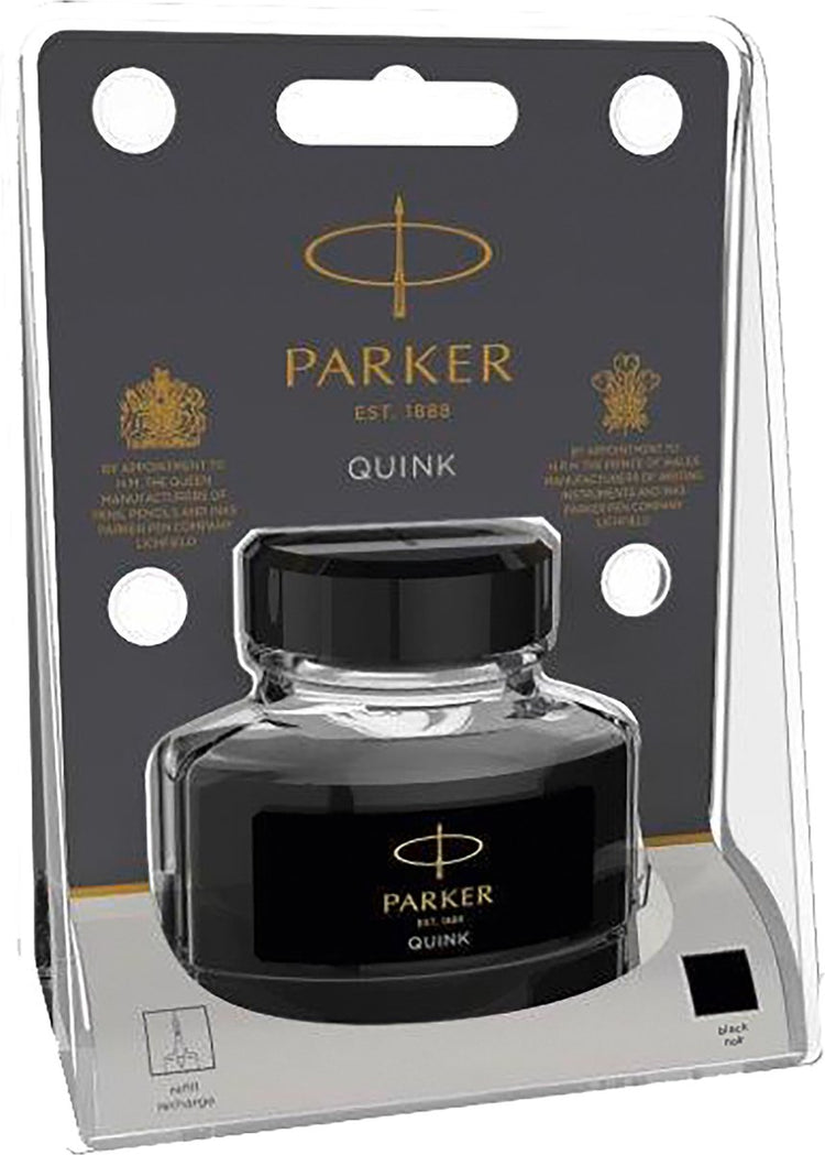 Bouteille d'encre pour stylo plume Parker | encre noire quink | 57 ml d'encre d'écriture pour stylo plume (blister)