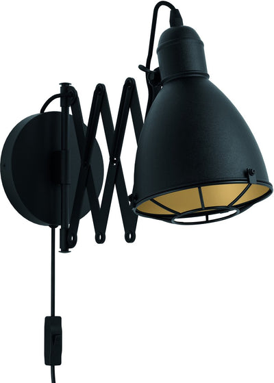 Applique Eglo treburley - e27 - 65 cm - or noir