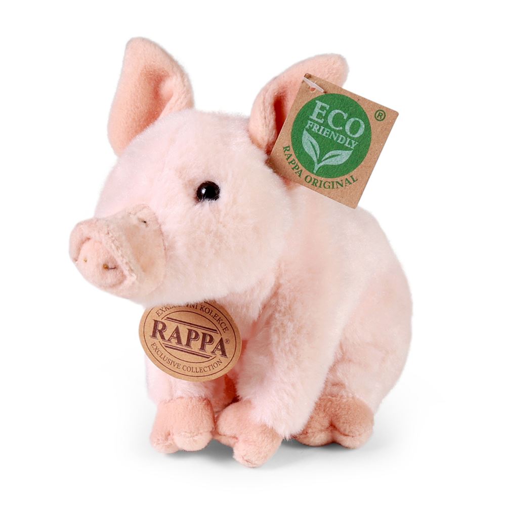 Peluche Rappa cochon 18 cm peluche écologique rose.
