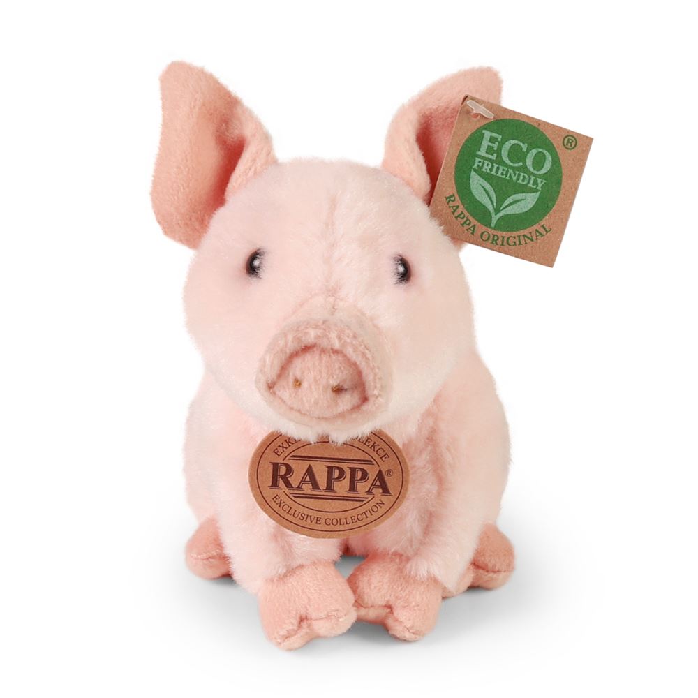 Peluche Rappa cochon 18 cm peluche écologique rose.