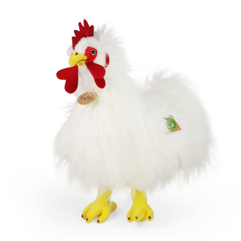Peluche coq blanc 33 cm écologique
