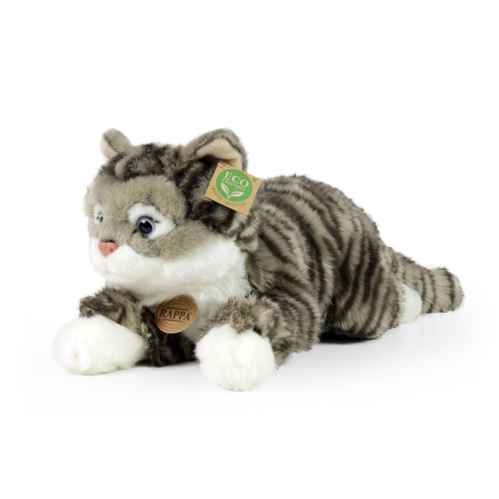 Peluche chat tigré gris 40 cm eco-friend